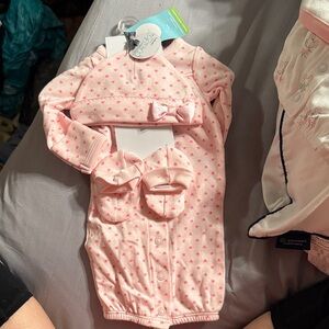 Pink Baby Matching Set with Hat and Booties